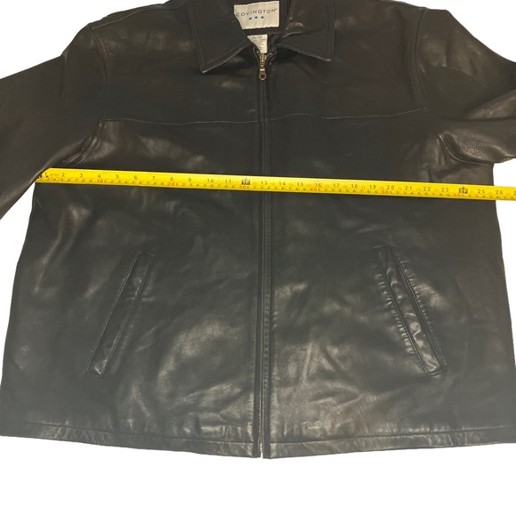Covington Men's Leather Bomber Jacket Lined Full Zip Collared XL Black - Picture 4 of 6